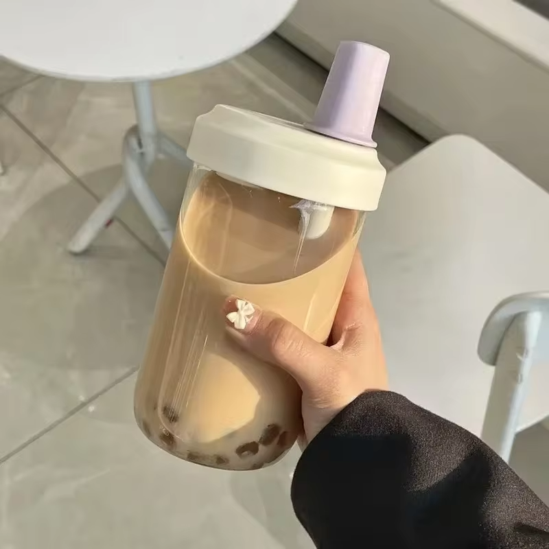500ml Water Bottles Juice Milk Plastic Cup with Lid Straw Bubble Tea Coffee Cups Large Capacity Drinkware Transparent Container Cup Juice Syrup Kettle