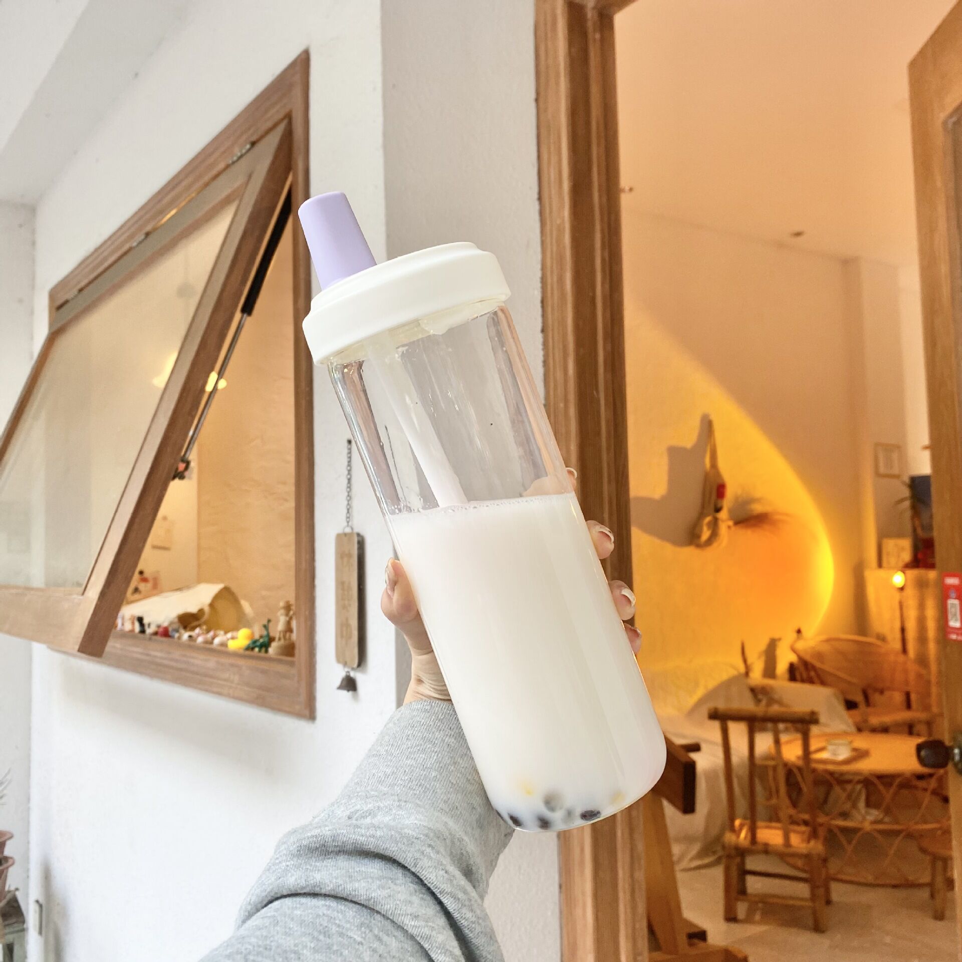 500ml Water Bottles Juice Milk Plastic Cup with Lid Straw Bubble Tea Coffee Cups Large Capacity Drinkware Transparent Container Cup Juice Syrup Kettle