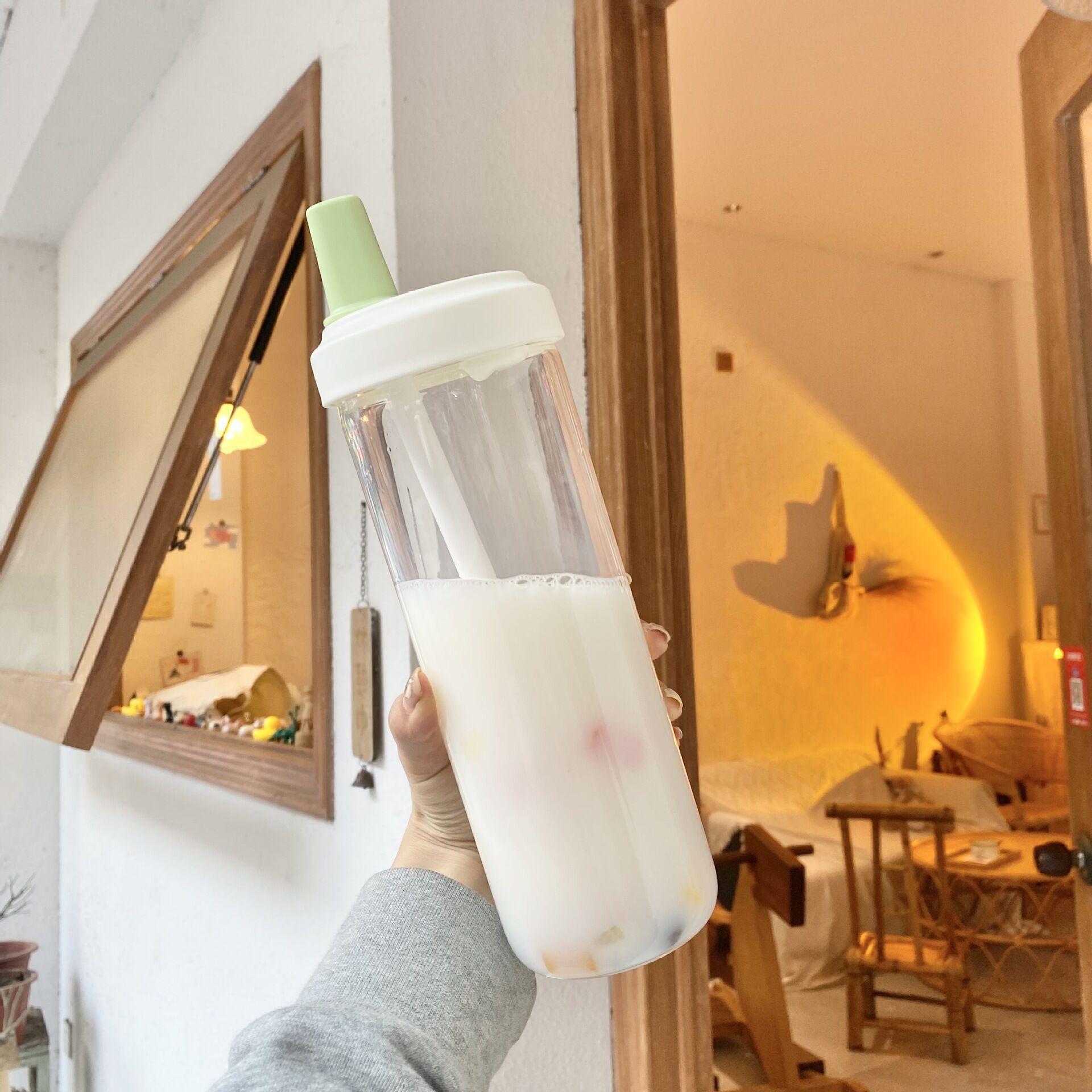 500ml Water Bottles Juice Milk Plastic Cup with Lid Straw Bubble Tea Coffee Cups Large Capacity Drinkware Transparent Container Cup Juice Syrup Kettle