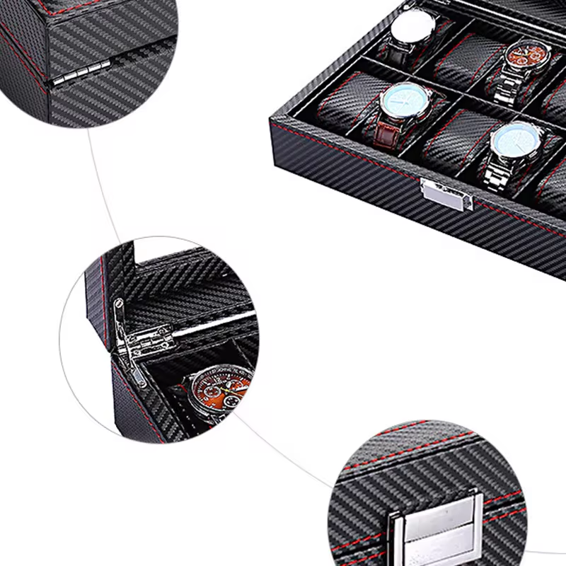 Watch Display Case for Men and Women , Fashion Watch Box Organizer Portable Watch Case Jewelry Organizer Storage Watch Storage Box With Lock, Watch Accessories Box 6 Slot PU Leather Watch Holder