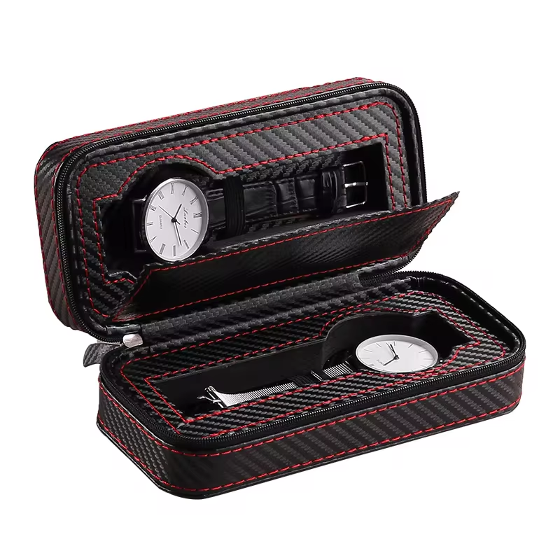 Watch Display Case for Men and Women , Fashion Watch Box Organizer Portable Watch Case Jewelry Organizer Storage Watch Storage Box With Lock, Watch Accessories Box 6 Slot PU Leather Watch Holder