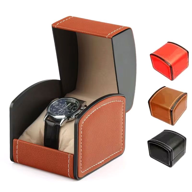 Portable Watch Box PU Leather Watch Case Organizer Storage Holder for Men Women Bracelet Vintage Jewelry Box with Leather Pillow