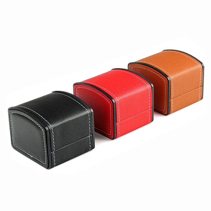 Portable Watch Box PU Leather Watch Case Organizer Storage Holder for Men Women Bracelet Vintage Jewelry Box with Leather Pillow