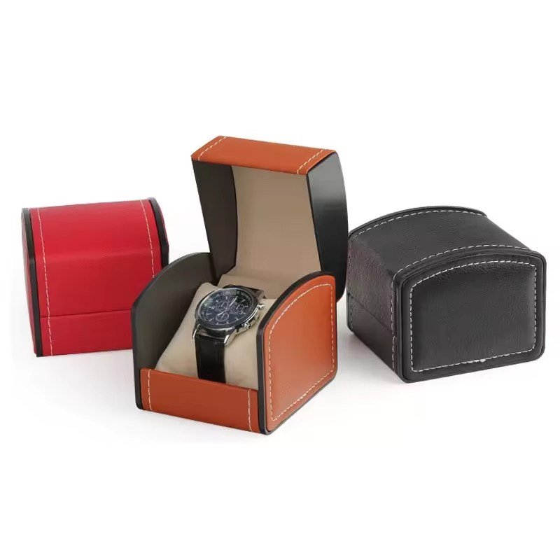 Portable Watch Box PU Leather Watch Case Organizer Storage Holder for Men Women Bracelet Vintage Jewelry Box with Leather Pillow
