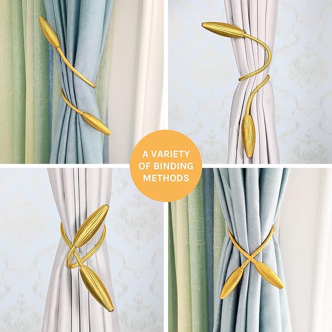 Curtain Clip Curtain Holders Tieback Buckle Clips  Curtain Tieback 2-Pack Creative Curtain Tiebacks Random Modelling Curtain Holdbacks Eelicate Simple Type, Gold  Curtain Accessories Home Decor Gold