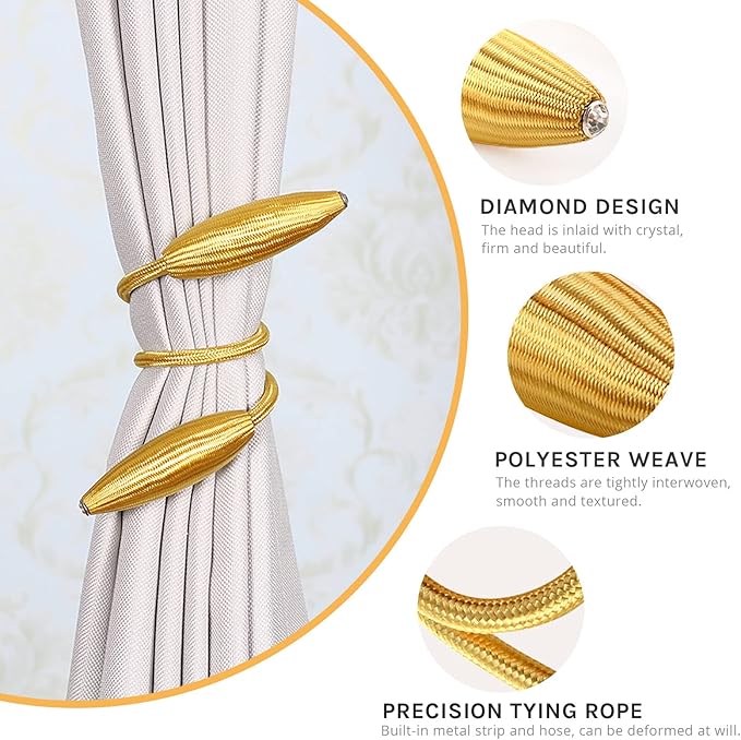 Curtain Clip Curtain Holders Tieback Buckle Clips  Curtain Tieback 2-Pack Creative Curtain Tiebacks Random Modelling Curtain Holdbacks Eelicate Simple Type, Gold  Curtain Accessories Home Decor Gold