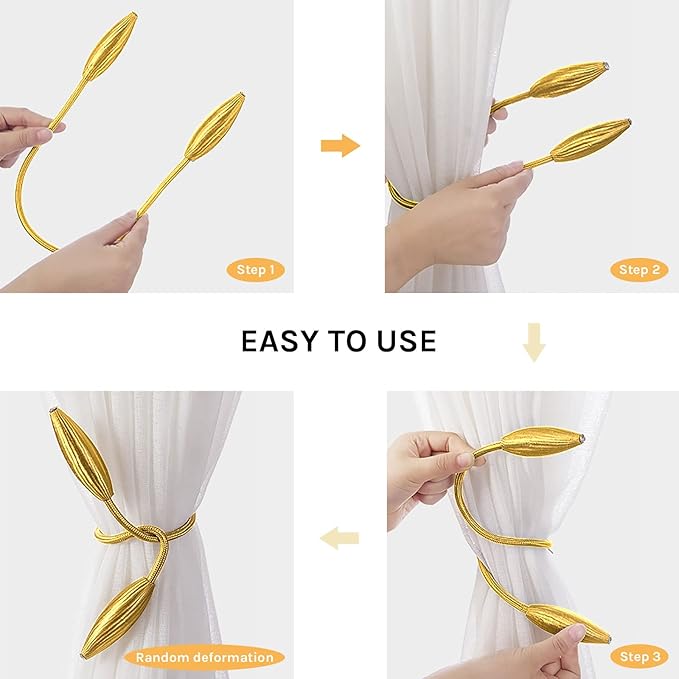 Curtain Clip Curtain Holders Tieback Buckle Clips  Curtain Tieback 2-Pack Creative Curtain Tiebacks Random Modelling Curtain Holdbacks Eelicate Simple Type, Gold  Curtain Accessories Home Decor Gold