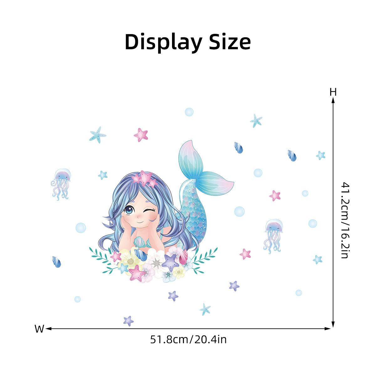 Cartoon Jellyfish Mermaid Wall Stickers for Kids Room Decor Background Girls Bedroom Living Room Home Decoration Wall Decal Glow