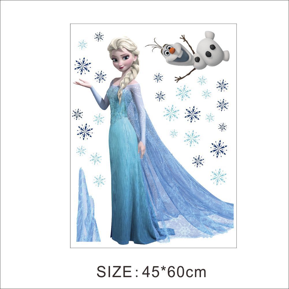 Cartoon Diy frozen princess Elsa Anna wall stickers girl Children room Background Decoration Removable Kids Bedroom Poster Decal