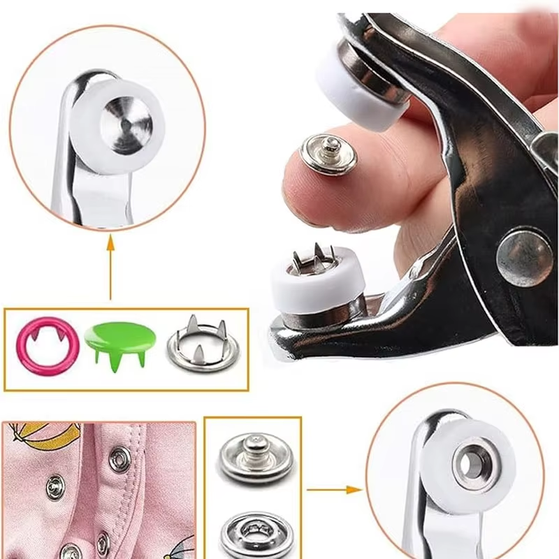 Fastener Pliers Tool Kit  50 Sets Snap Fasteners Kit Tool Metal Snap Buttons Rings Fastener Pliers DIY Crafts Clothes Hats Sewing Metal Snaps Buttons Sewing Free Buttons Set