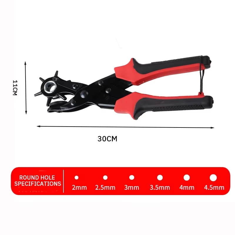 Belt Puncher 6 Round Holes Multifunctional Belt Belt Luggage Plastic Products Leather Paper Card Punch Hole Punch Pliers