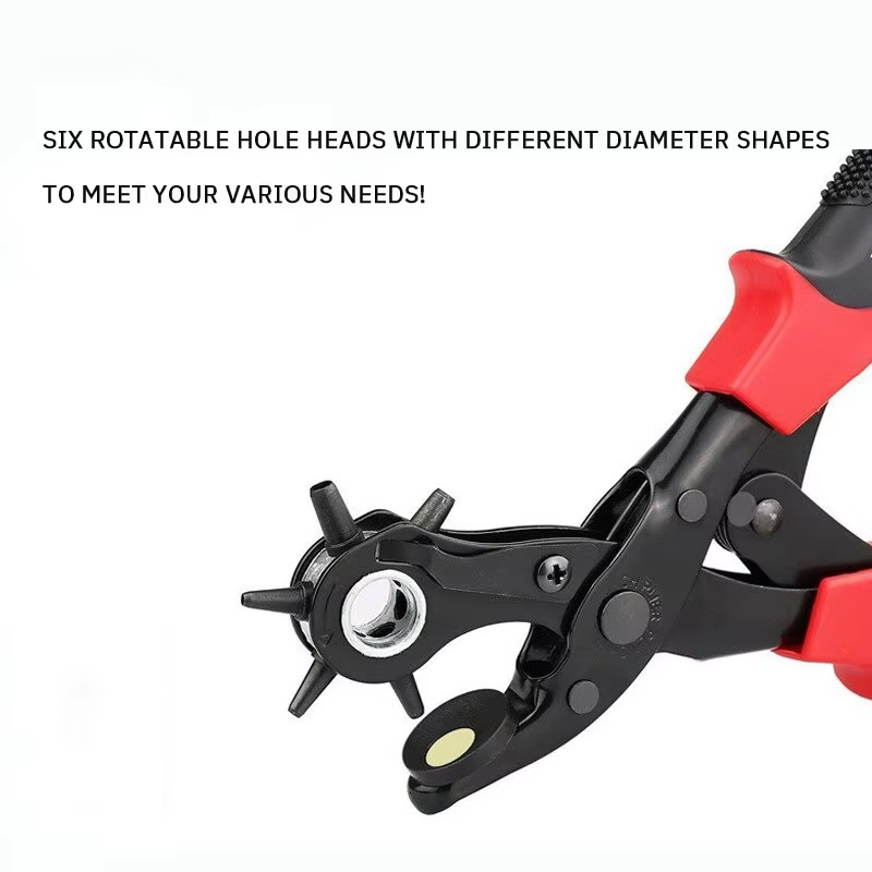 Belt Puncher 6 Round Holes Multifunctional Belt Belt Luggage Plastic Products Leather Paper Card Punch Hole Punch Pliers