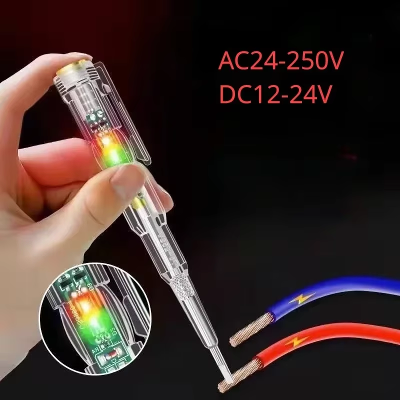 Intelligent Non-contact Pen AC24-250V DC12-24V  Voltage Tester Pen Electric Screwdriver Test Pencil Induction Power Detector Circuit Indicator voltage detector meter Tester Pen Sensor Tester