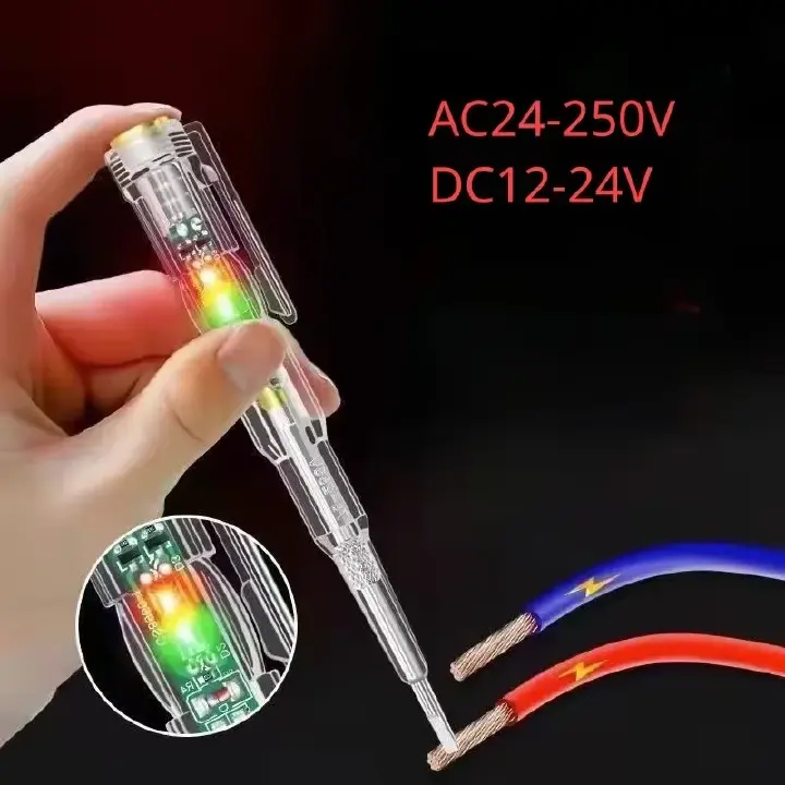Intelligent Non-contact Pen AC24-250V DC12-24V  Voltage Tester Pen Electric Screwdriver Test Pencil Induction Power Detector Circuit Indicator voltage detector meter Tester Pen Sensor Tester
