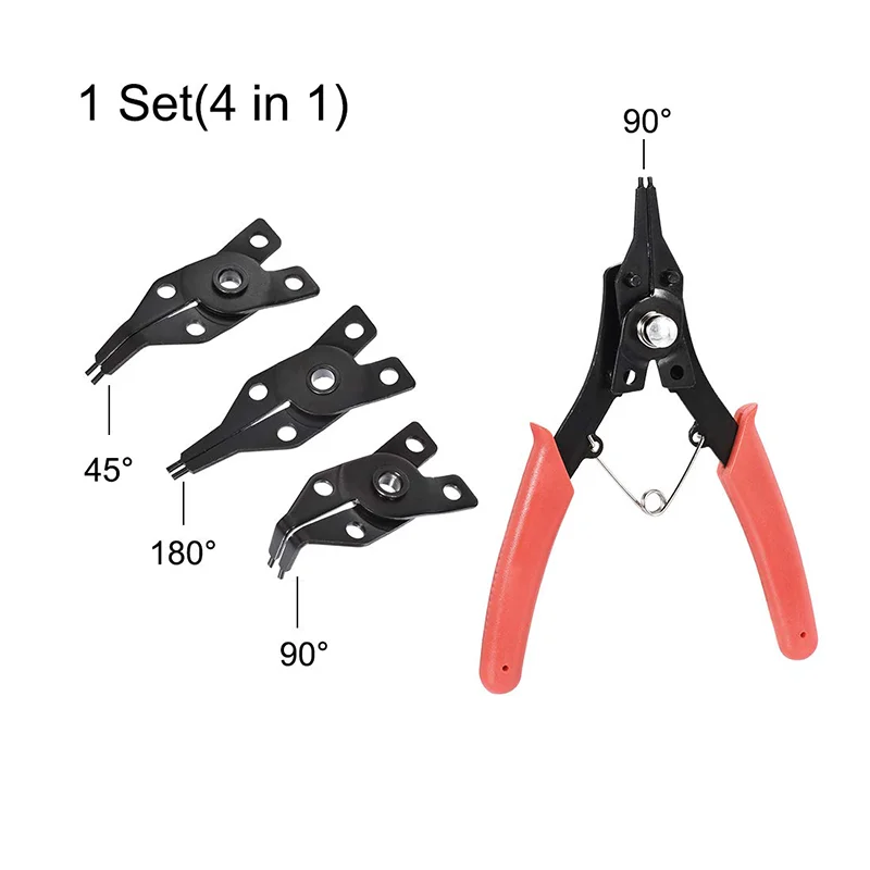 4-in-1 Of Snap Ring Pliers Spring Release Ring Tool Candle Cover Snap Ring Pliers Disassembly Ring Pliers Red Repair Tool