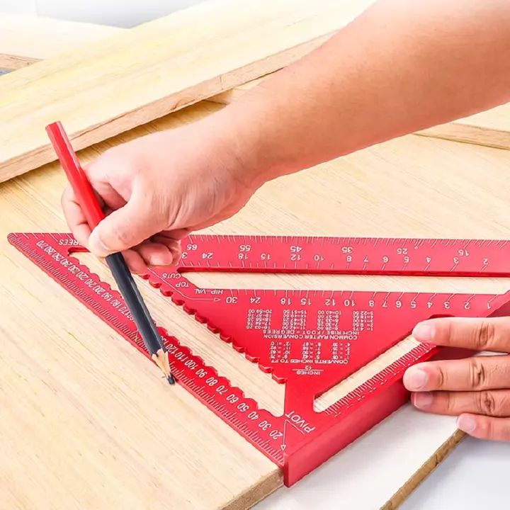 Measuring Tool Woodworking Aluminum Alloy Triangle Gauges Measuring Gauging Tools High Precision Marker Angle Ruler Metric and Imperial  Marking Tools