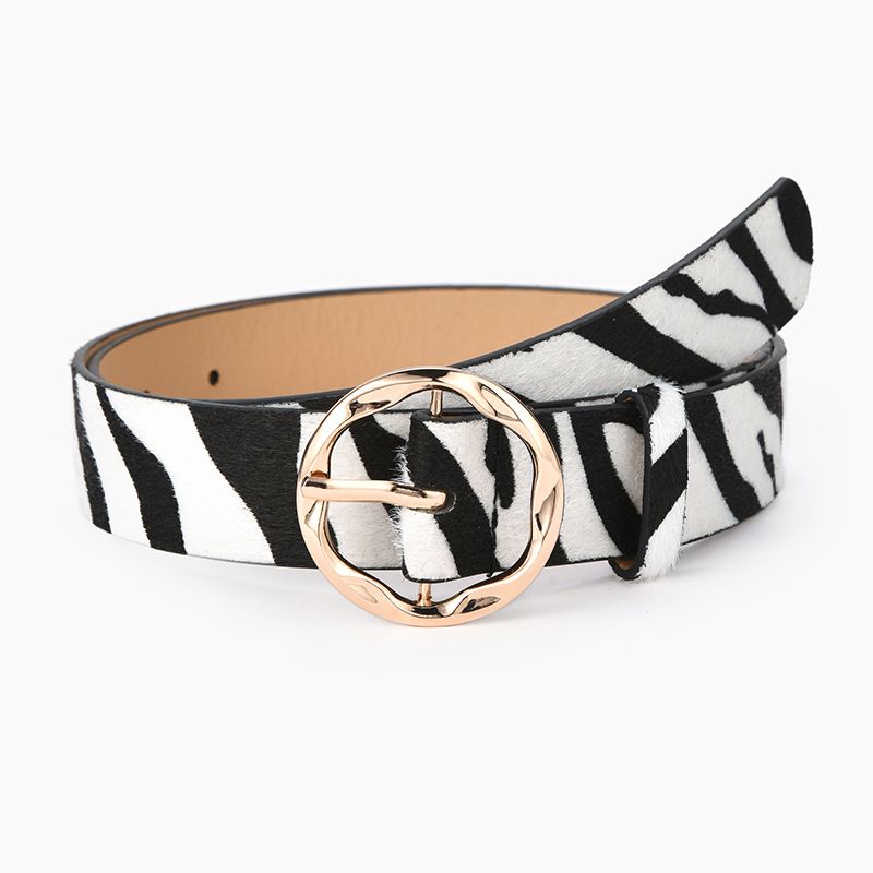 New Women's Wide Belt Fashion Snake Pattern Leopard Pattern Decorative Jeans Irregular Round Buckle Belt for Women