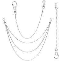 3pcs Belt Chain, Lady Silver Metal Chain Ring Waist Strap Decorate Belts  Pocket Chain, Chains for Wallet, Pants, Jeans, Goth Accessories for Eboy, girl, Men and Women