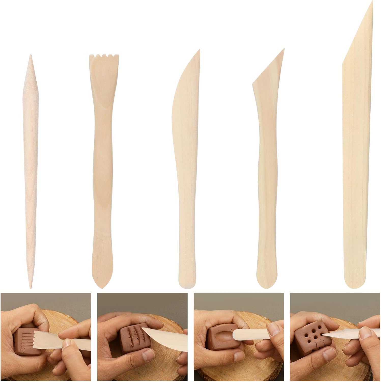 21 Pcs Clay Sculpting Tools , Pottery Tool Kit Dotting Tools Polymer Clay Tools, Ceramics Tools with Wooden Handle Pottery Carving Tool Bag