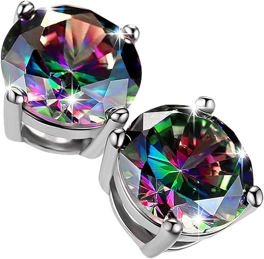 925 Sterling Silver Earrings Full Diamond Stud Earrings, Sparkling Heart/Round/Princess Cut Birthstone Stud Earrings for Women Birthday Jewelry
﻿