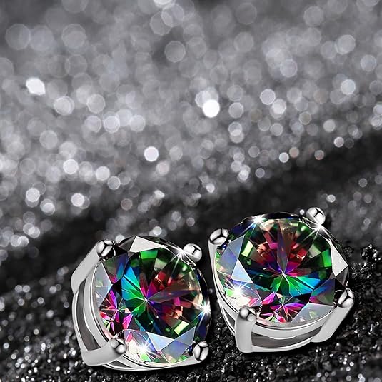 925 Sterling Silver Earrings Full Diamond Stud Earrings, Sparkling Heart/Round/Princess Cut Birthstone Stud Earrings for Women Birthday Jewelry
﻿