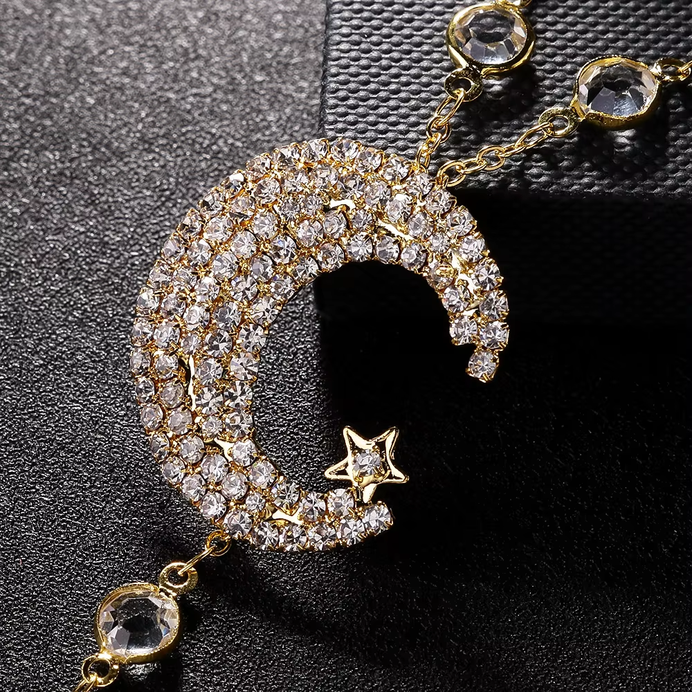 Star Moon Back Chain Jewelry Necklace Connect Dress Charm Belt Dance Bridal Accessories for Women Wedding  Y2k Vintage