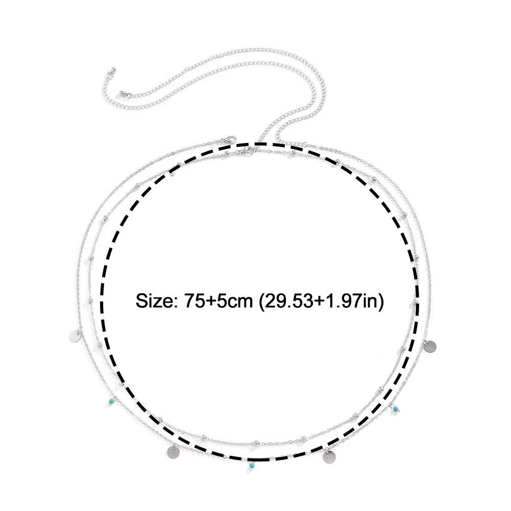Summer Beach Bikini Waist Chain For Women Girls Double Layer Boho Sequins Disc Beads Waist Belly Chain Sexy Body Chain Jewelry