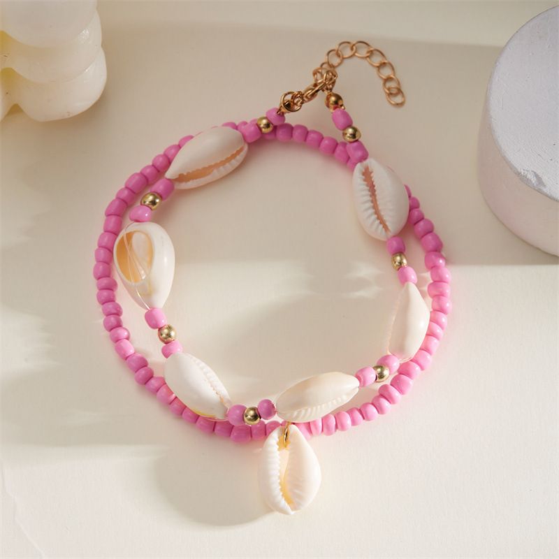 New Summer Beach Natural Shell Anklets Boho Colorful Beads Layered Chain Ankle Bracelet for Women Men Travel Party Jewelry