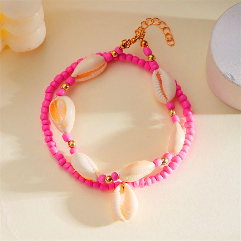 New Summer Beach Natural Shell Anklets Boho Colorful Beads Layered Chain Ankle Bracelet for Women Men Travel Party Jewelry