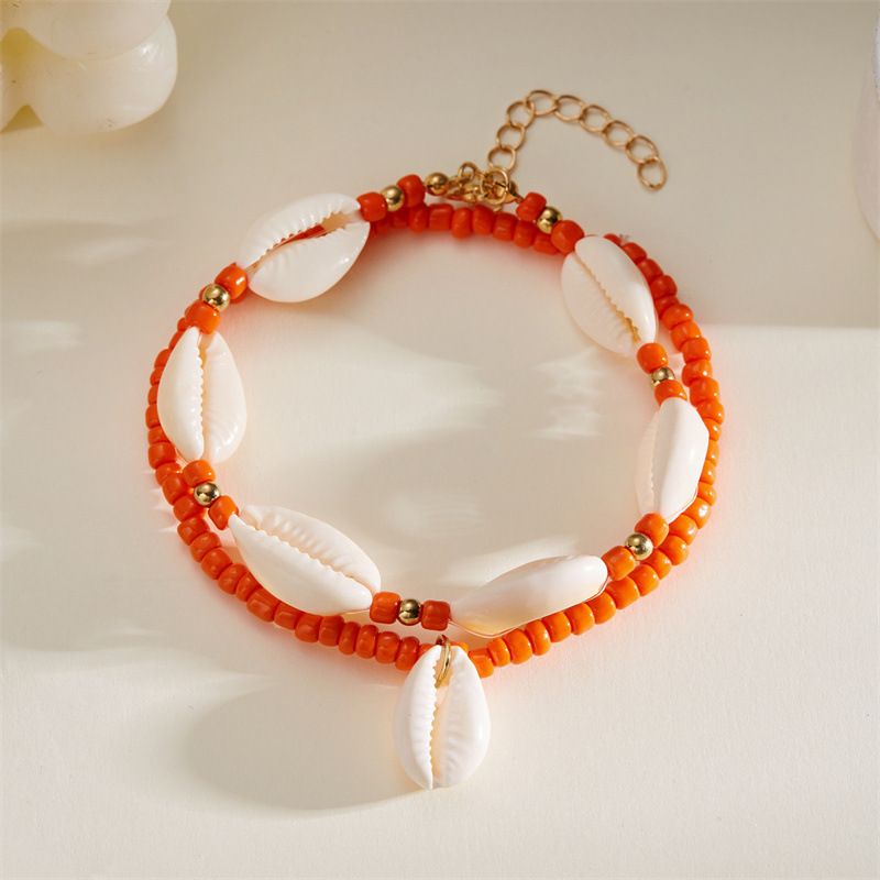 New Summer Beach Natural Shell Anklets Boho Colorful Beads Layered Chain Ankle Bracelet for Women Men Travel Party Jewelry