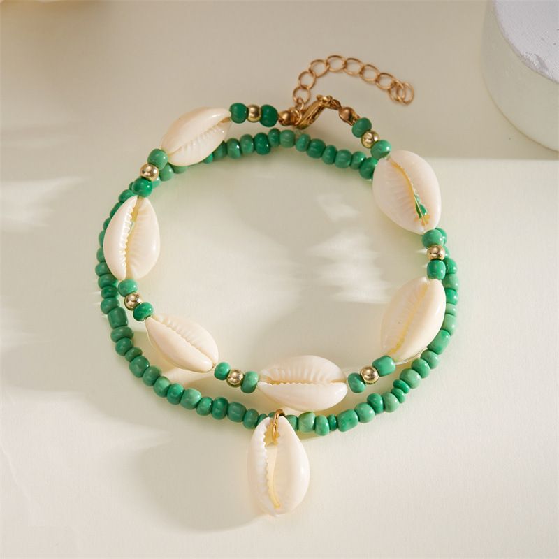 New Summer Beach Natural Shell Anklets Boho Colorful Beads Layered Chain Ankle Bracelet for Women Men Travel Party Jewelry