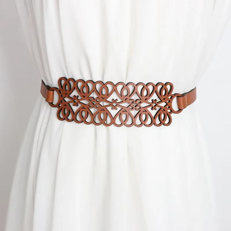 New Ladies Hollow Waist Seal Wide Belt with Dress Elegant Corset Fashion Shirt Decoration Belts for Women Luxury Designer