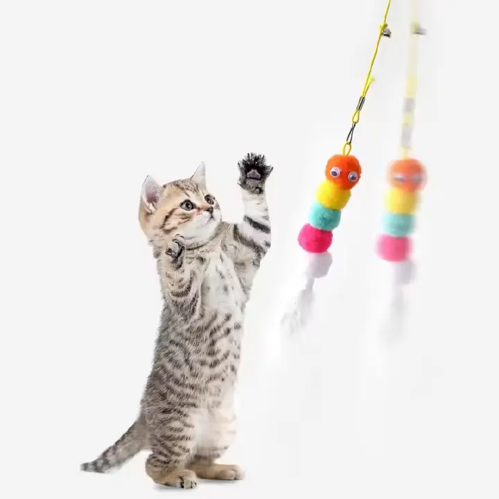 2pcs Pet Cat Toys Funny Stick Kitten Self -hi Elastic Rope Dragonfly Shape Feather Bell Teasing Stick Hanging Swing Thousands Interactive Cat Toy  Feather Bell
﻿