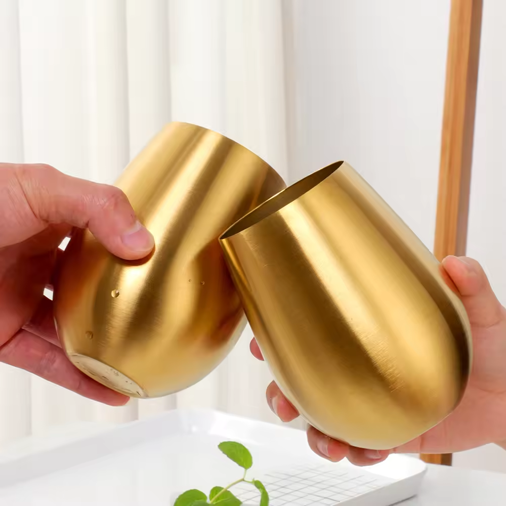 Drinking Cups 500ml Stainless Steel Beer Wine Cup Rose Gold Beer Tumbler Cocktail Juice Milk Cup Metal Drinking Mug for Bar Outdoor  Drinkware, Kitchen Glasses for Iced Coffee, Beer, Tea,Whiskey,Water
