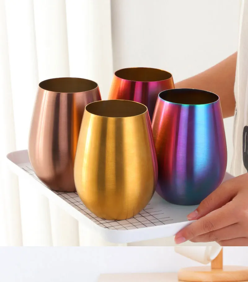 Drinking Cups 500ml Stainless Steel Beer Wine Cup Rose Gold Beer Tumbler Cocktail Juice Milk Cup Metal Drinking Mug for Bar Outdoor  Drinkware, Kitchen Glasses for Iced Coffee, Beer, Tea,Whiskey,Water