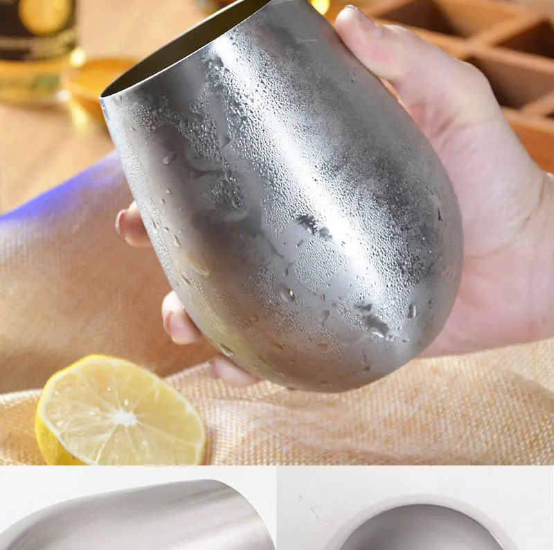 Drinking Cups 500ml Stainless Steel Beer Wine Cup Rose Gold Beer Tumbler Cocktail Juice Milk Cup Metal Drinking Mug for Bar Outdoor  Drinkware, Kitchen Glasses for Iced Coffee, Beer, Tea,Whiskey,Water