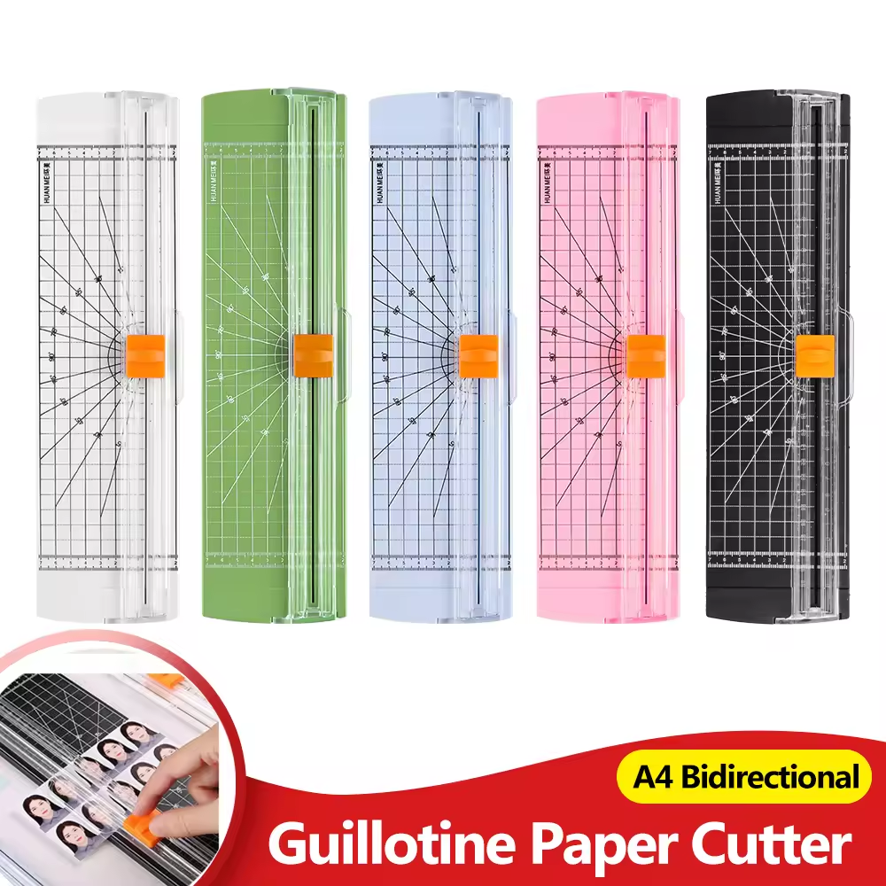 Office Bidirectional A4 A5 Guillotine Paper Cutter with Automatic Security Safe Guard for Photo Coupon Craft Paper Lightweight, Paper Photo Cutter A5 A4 A3 A2  Trimmer Ruler Guillotine