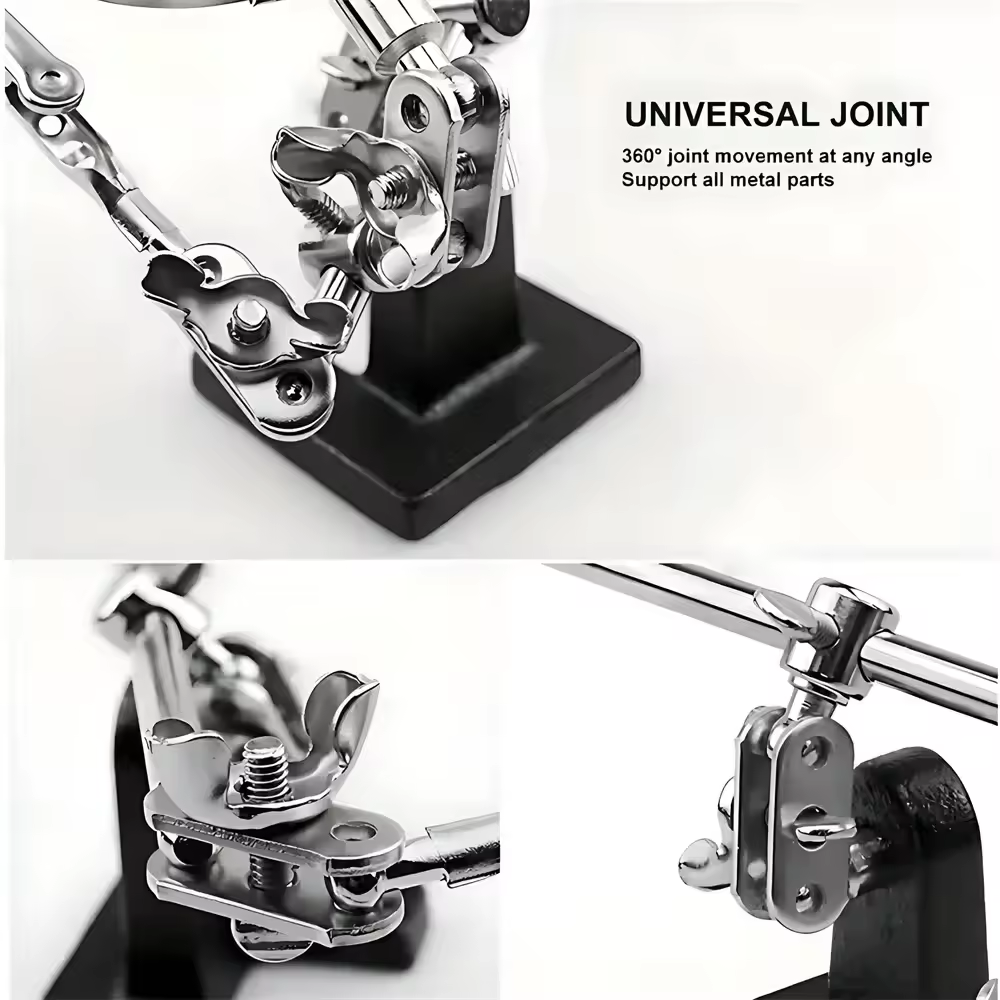 Third Hand 5X Magnifying Glass Stand For Electronic Works Jeweler Watch Repair Welding Soldering Magnifier With Dual Clips