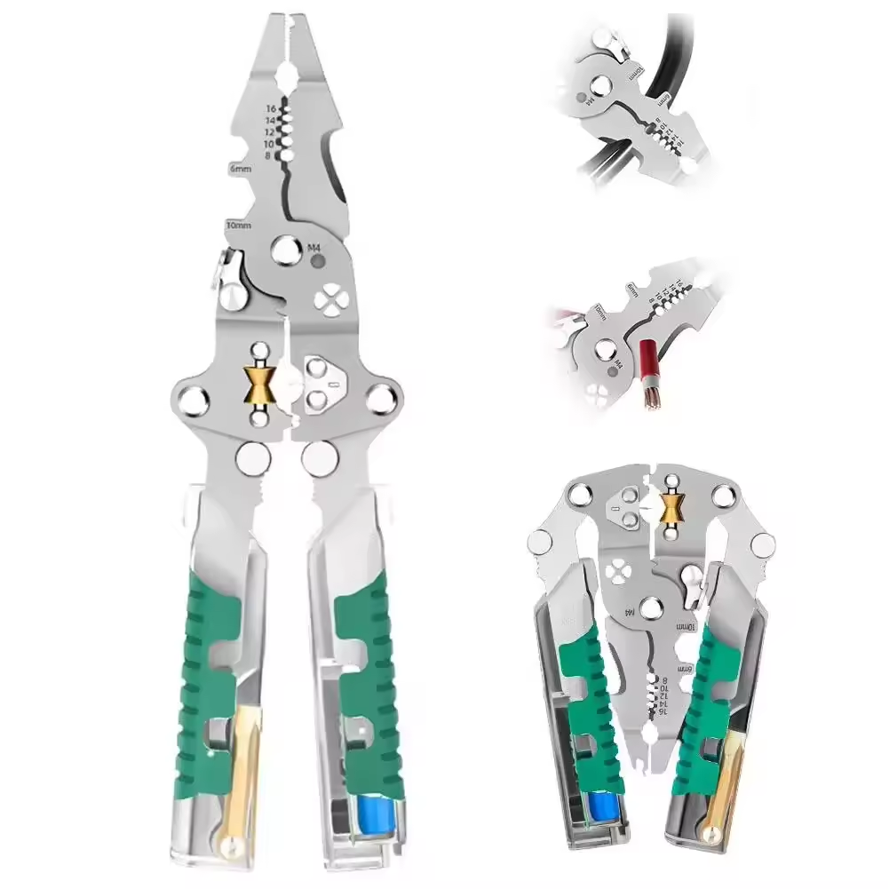 Multifunctional Foldable Wire Strippers，Wire Stripping Pliers Voltage Testing Cable Cutting Crimping Pliers Wire Stripper Electrician Pliers，Special Wire Strippers for Electricians