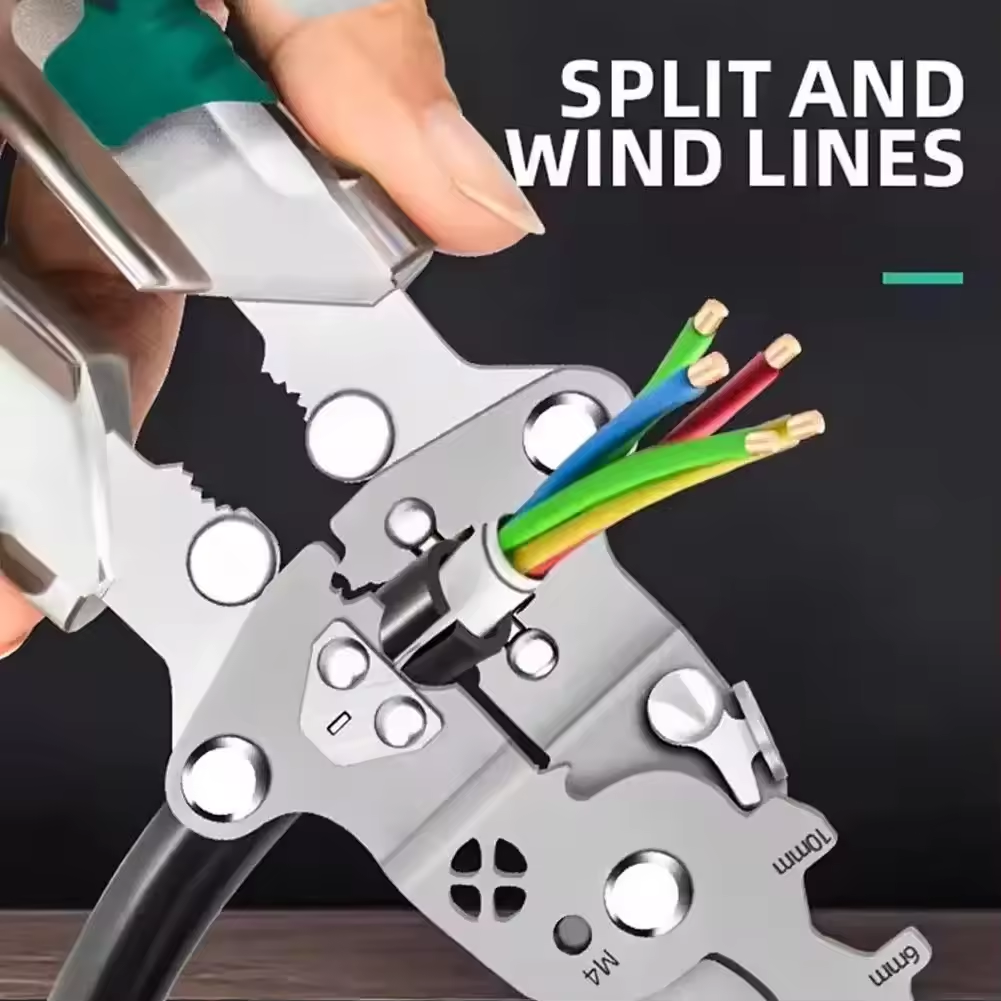 Multifunctional Foldable Wire Strippers，Wire Stripping Pliers Voltage Testing Cable Cutting Crimping Pliers Wire Stripper Electrician Pliers，Special Wire Strippers for Electricians