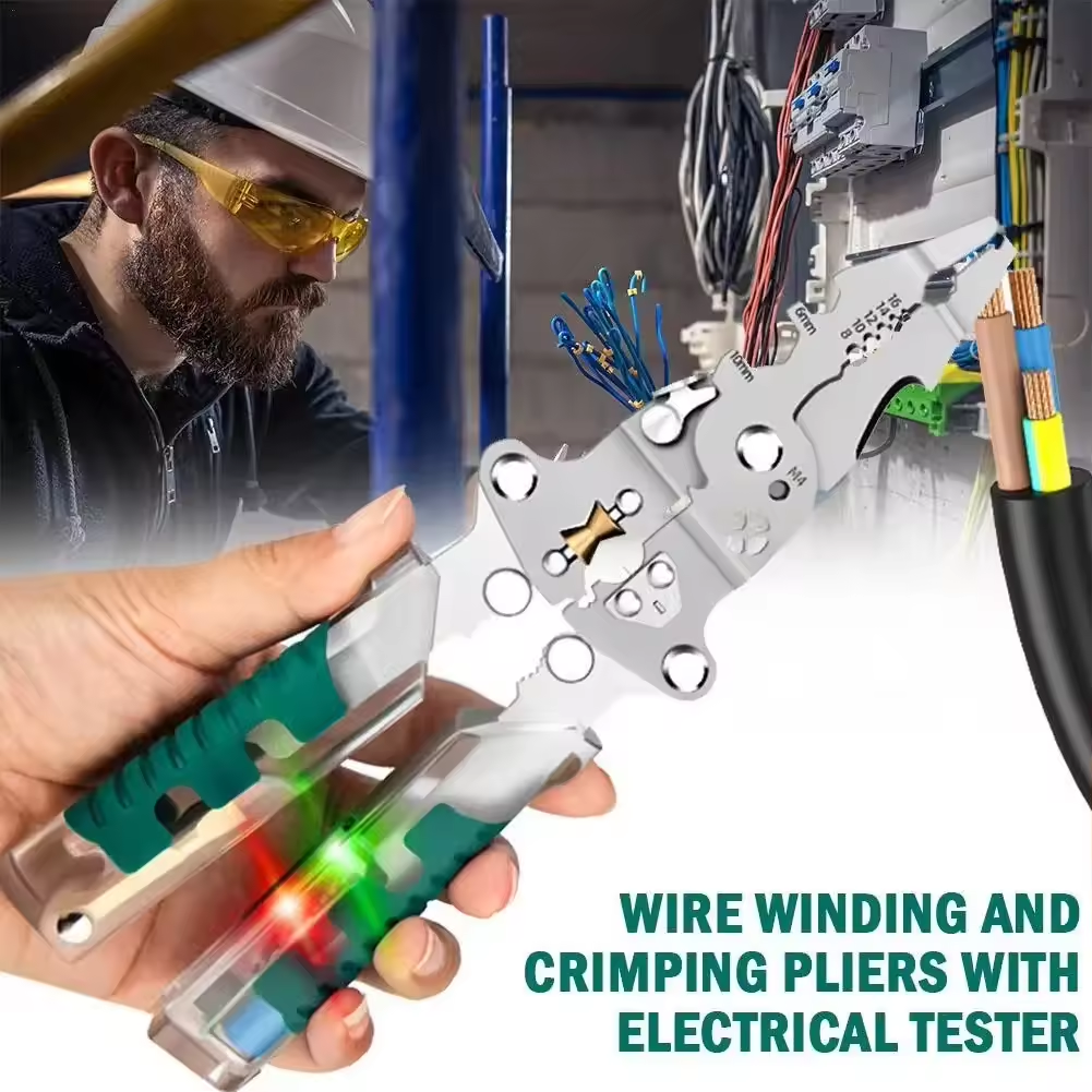 Multifunctional Foldable Wire Strippers，Wire Stripping Pliers Voltage Testing Cable Cutting Crimping Pliers Wire Stripper Electrician Pliers，Special Wire Strippers for Electricians
