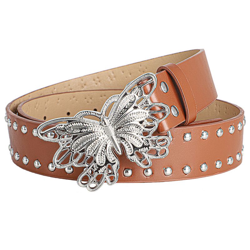 Butterfly Buckle Belt Sweet And Cool Style Women's Belt  Women's Jeans Pants Belt Rivet Embellished Fashion Waistband Fashion Accessory for All Seasons