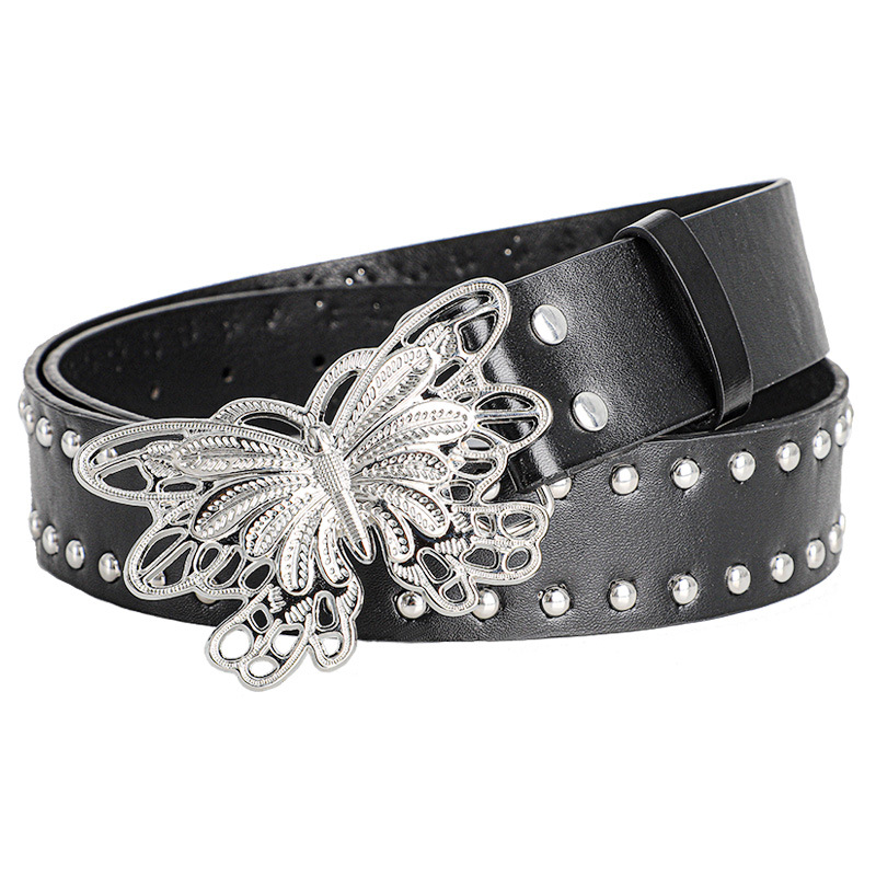 Butterfly Buckle Belt Sweet And Cool Style Women's Belt  Women's Jeans Pants Belt Rivet Embellished Fashion Waistband Fashion Accessory for All Seasons