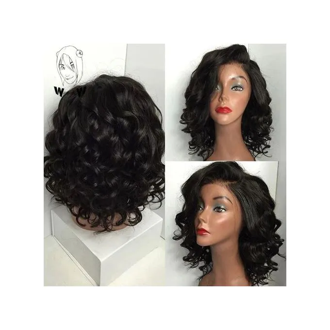 Best Short Shoulder Length Curly Wigs , Sythentic Free Length Curly Natural Full Hair Wigs For Ladies/Women-Black