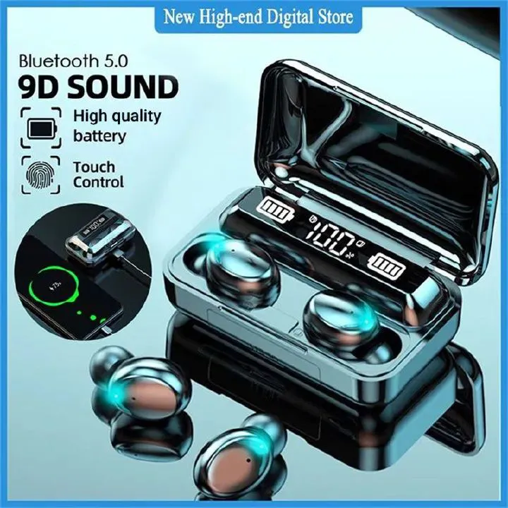 F9 Bluetooth Earphone Mini True Wireless Stereo Earbuds With LED Digital earPods Display Fingerprint Touch