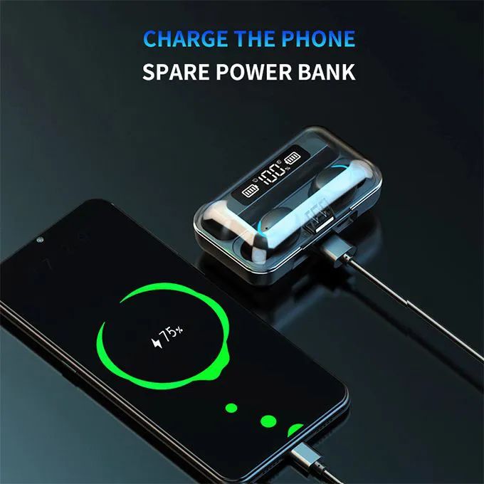 F9 Bluetooth Earphone Mini True Wireless Stereo Earbuds With LED Digital earPods Display Fingerprint Touch