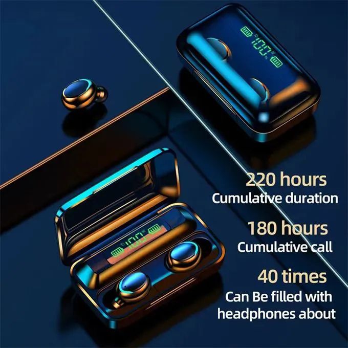 F9 Bluetooth Earphone Mini True Wireless Stereo Earbuds With LED Digital earPods Display Fingerprint Touch