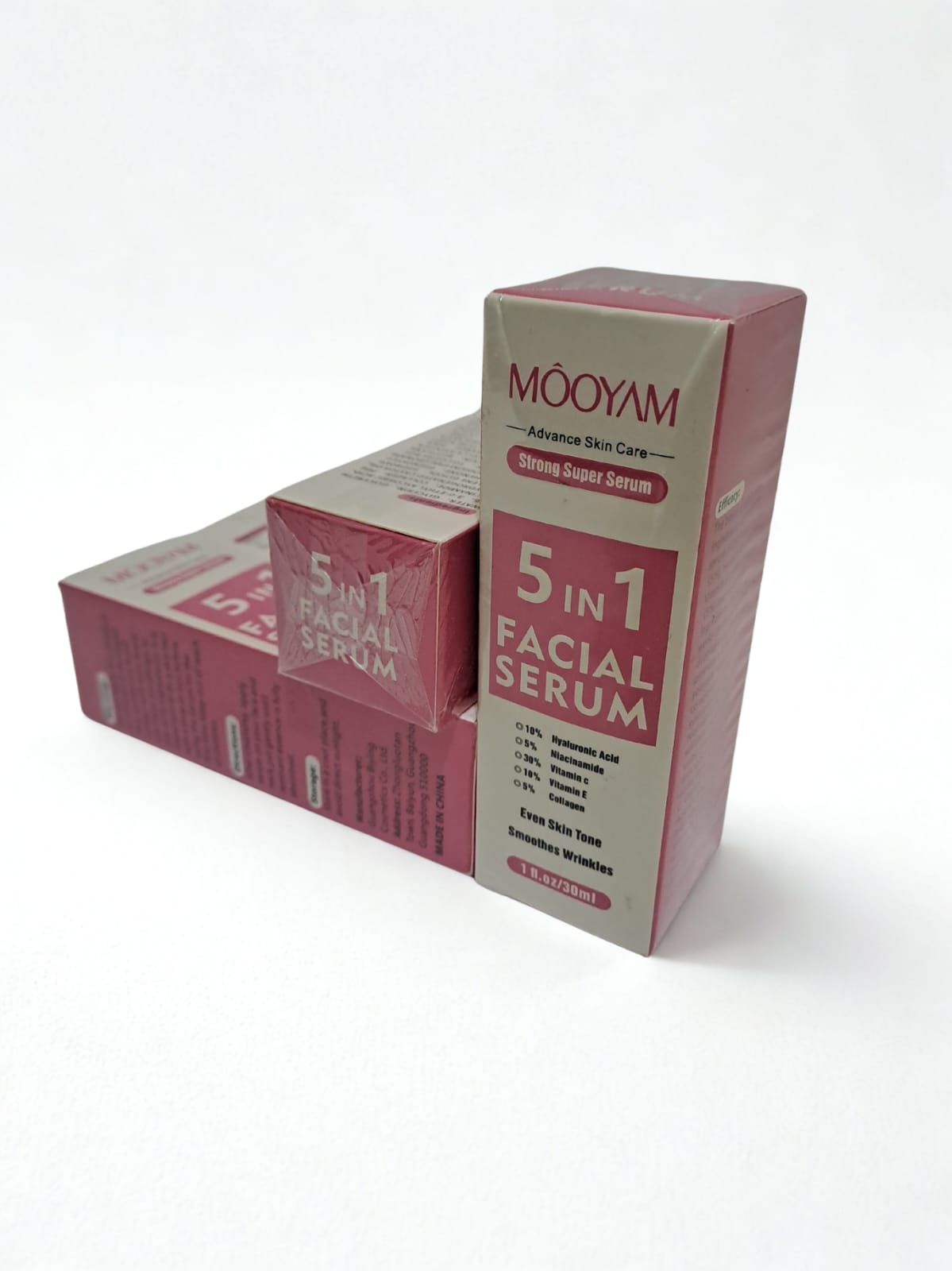 MOOYAM 5-in-1 Facial Serum – Advanced Anti-Aging Skincare with Hyaluronic Acid, Vitamin C, Niacinamide & Collagen – Brightens Skin Tone, Reduces Wrinkles & Hydrates Deeply – 30ml Bottle for All Skin