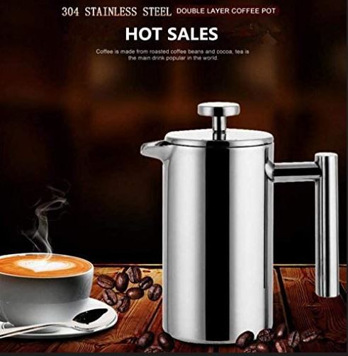 French Press Coffee Double Wall Stainless Steel Mirror French Press - 800Ml
