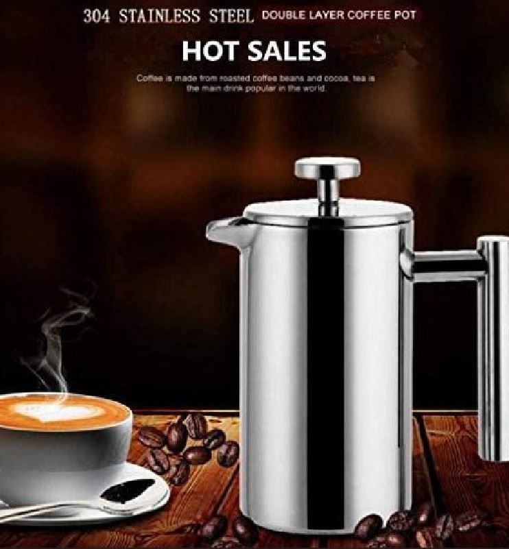 French Press Coffee Double Wall Stainless Steel Mirror French Press - 800Ml
